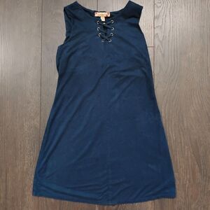 Speechless Blue Faux Suede Lace Front Dress Youth Girls Size 10